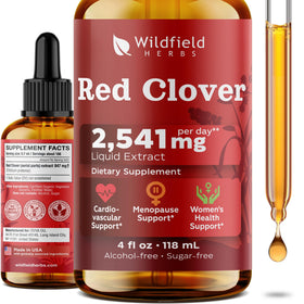 WILDFIELD HERBS Extrait de Trèfle Rouge 4 oz arrière de la bouteille
