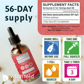 WILDFIELD HERBS Extrait de Trèfle Rouge 4 oz vue en gros plan