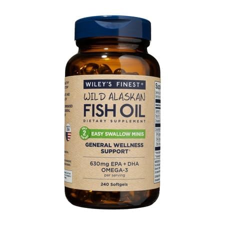 Wiley's Finest Easy Swallow Minis 240 gélules d'huile de poisson Omega-3, vue de l'avant