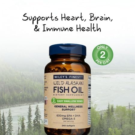 Wiley's Finest Easy Swallow Minis gélules Omega-3, taille comparée à une pièce de monnaie