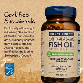 Wiley's Finest Easy Swallow Minis gélules Omega-3, vue de côté