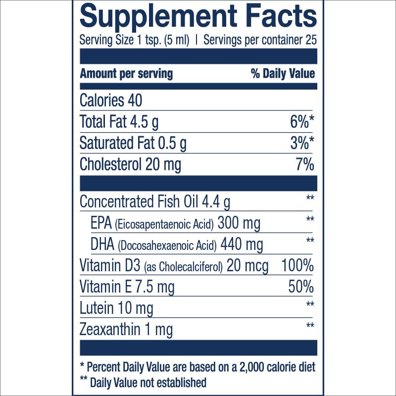 Wiley's Finest Huile de Foie de Morue 200g vue arrière avec informations nutritionnelles