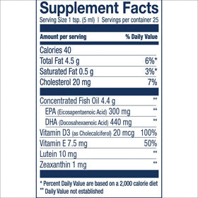 Wiley's Finest Huile de Foie de Morue 200g vue arrière avec informations nutritionnelles