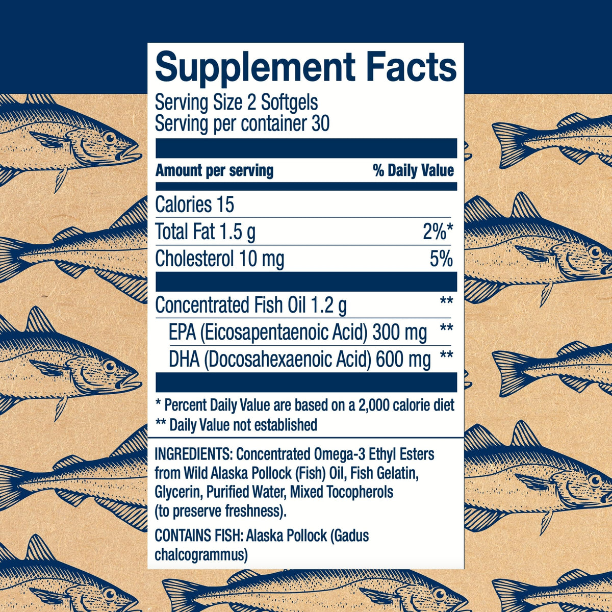Wiley's Finest Huile de Poisson Peak DHA 60 Capsules arrière