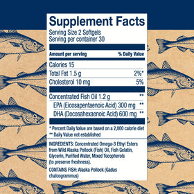 Wiley's Finest Huile de Poisson Peak DHA 60 Capsules arrière