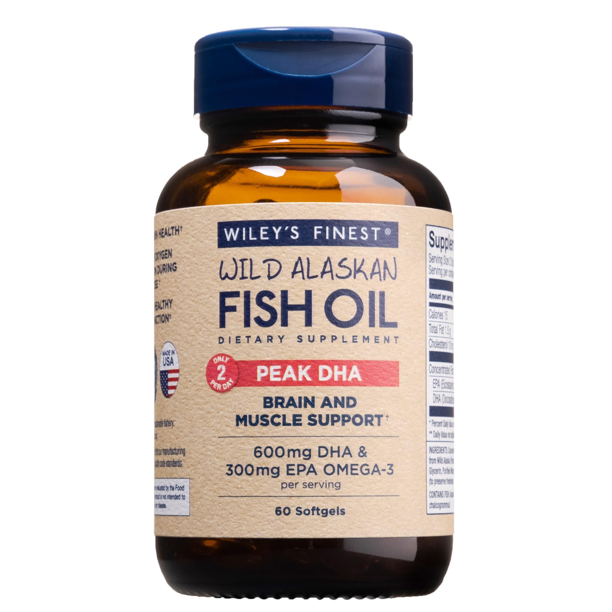 Wiley's Finest Huile de Poisson Peak DHA 60 Capsules avant
