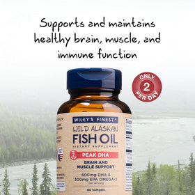 Wiley's Finest Huile de Poisson Peak DHA 60 Capsules côté