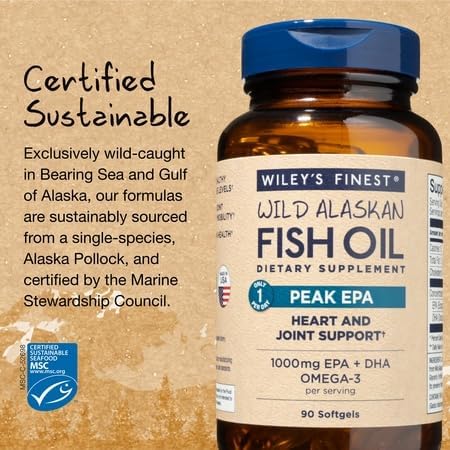 Wiley's Finest Huile de Poisson Peak EPA 90 Capsules sur fond blanc