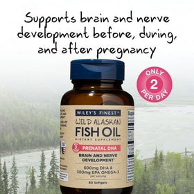Wiley's Finest Huile de Poisson Prénatale DHA 900mg gélules côté