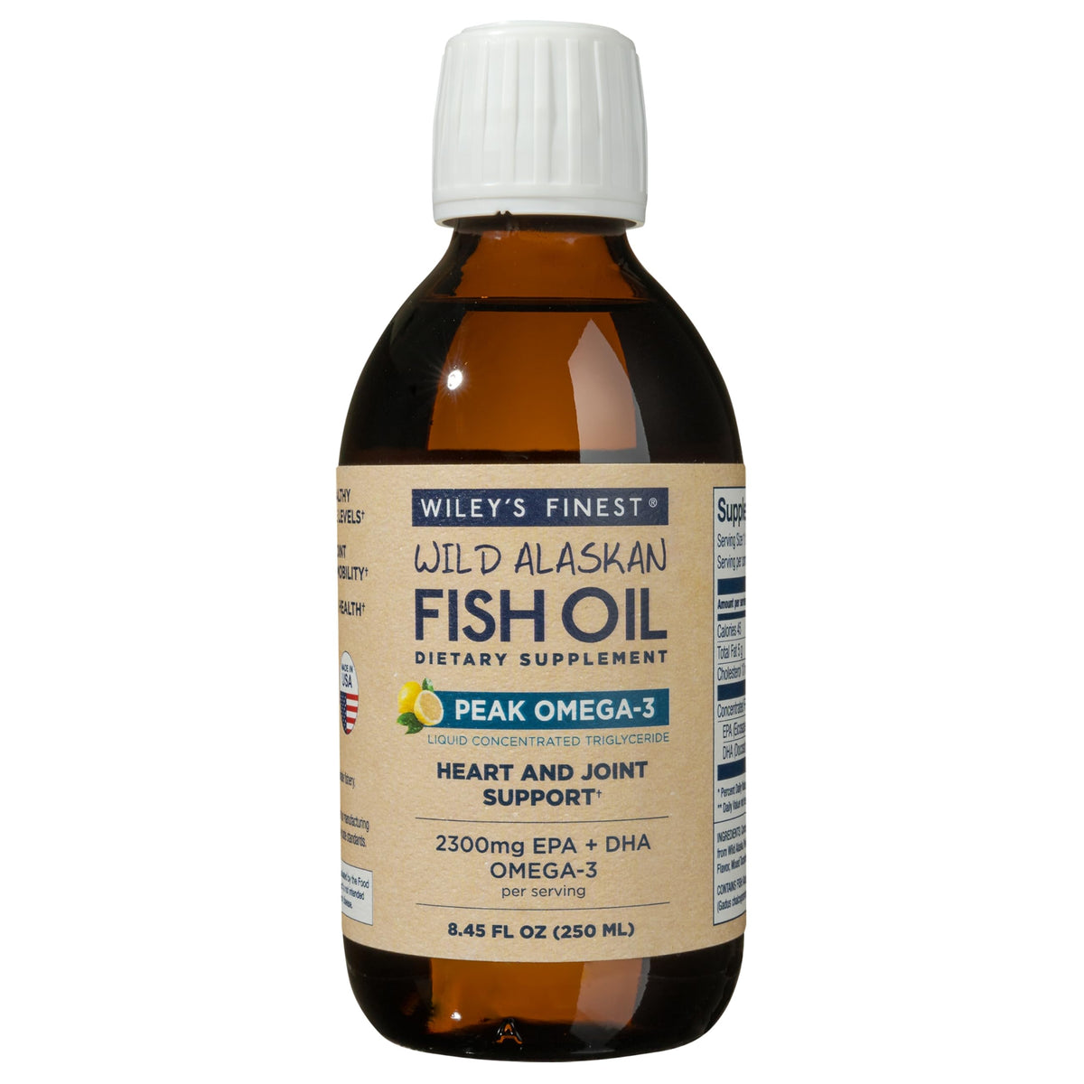 Wiley's Finest Huile de Poisson Sauvage Alaskan 8,45 fl oz vue de face