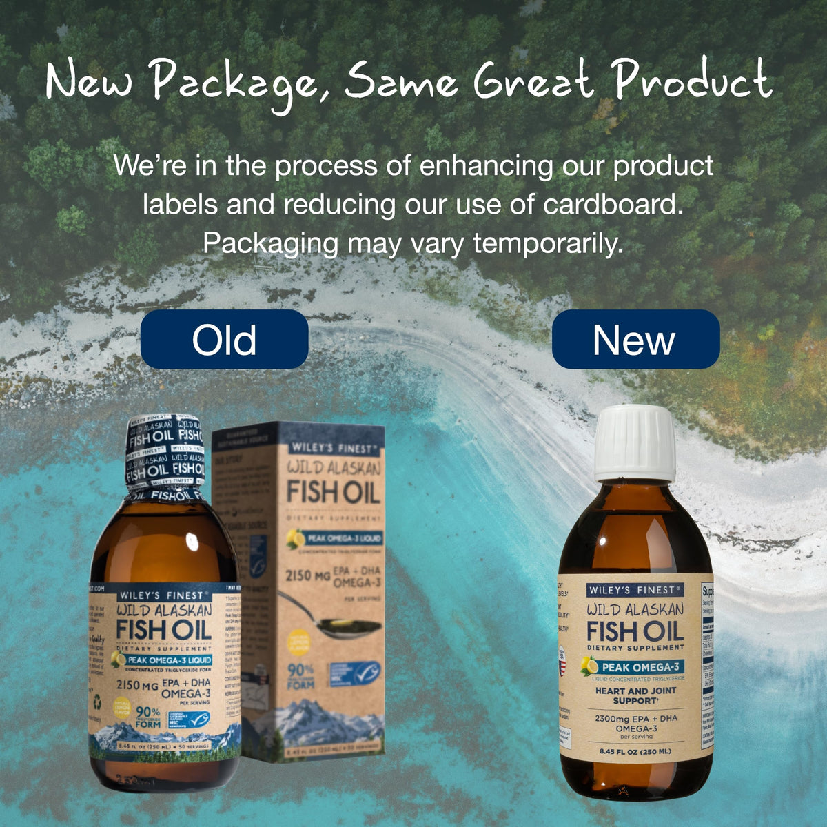 Wiley's Finest Huile de Poisson Sauvage Alaskan avec un fond naturel