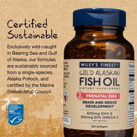 Wiley's Finest Huile de Poisson Sauvage Alaskien DHA Prénatal à l'intérieur d'une main