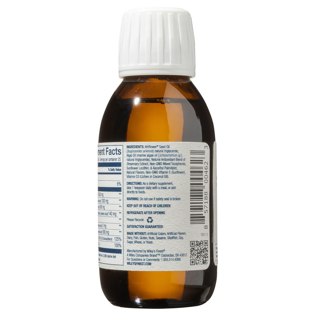 Wiley's Finest Omega 3 Végétal 231g avec des fruits frais en arrière-plan