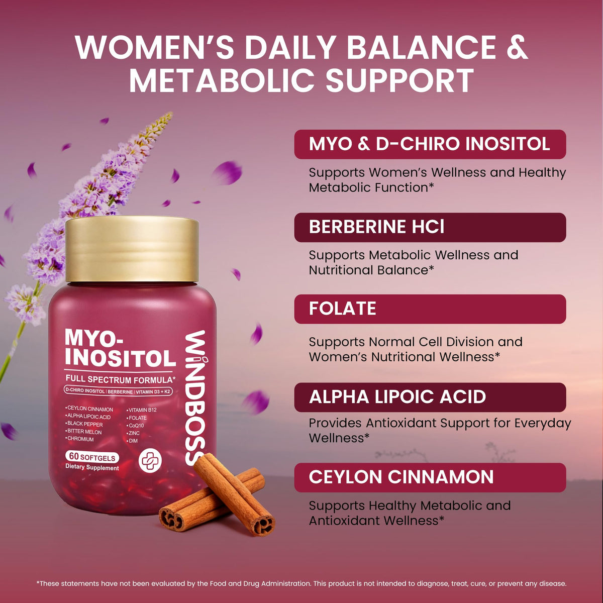 Windboss Compléments Alimentaires Myo Inositol 120 gélules ouvertes