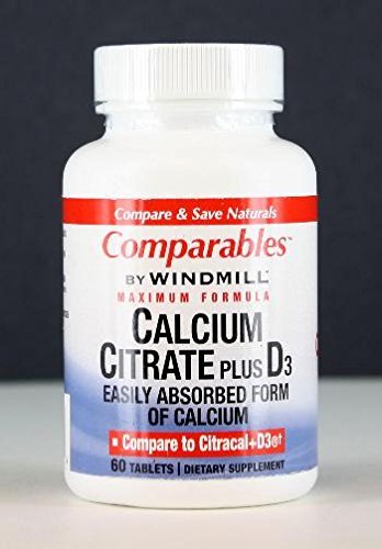 Windmill Calcium Citrate 630 mg avec Vitamine D3 12,5 mcg, 60 tablettes