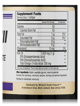 Windmill Huile de Poisson Omega 3 1 000 mg gélules, prise en main