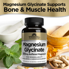 Windmill Magnésium Glycinate 200mg, côté de l'emballage