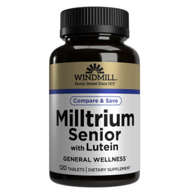 Windmill Milltrium Senior Lutein comprimés sur un fond blanc