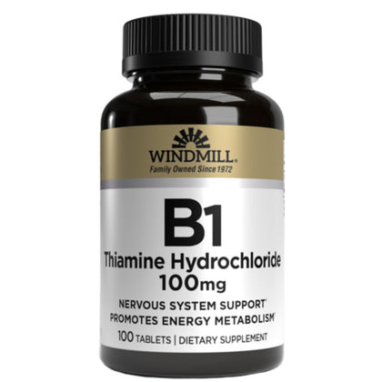 Windmill Vitamine B-1 100 mg boîte avec étiquette et contenu