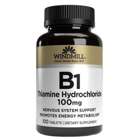 Windmill Vitamine B-1 100 mg comprimés sur fond blanc