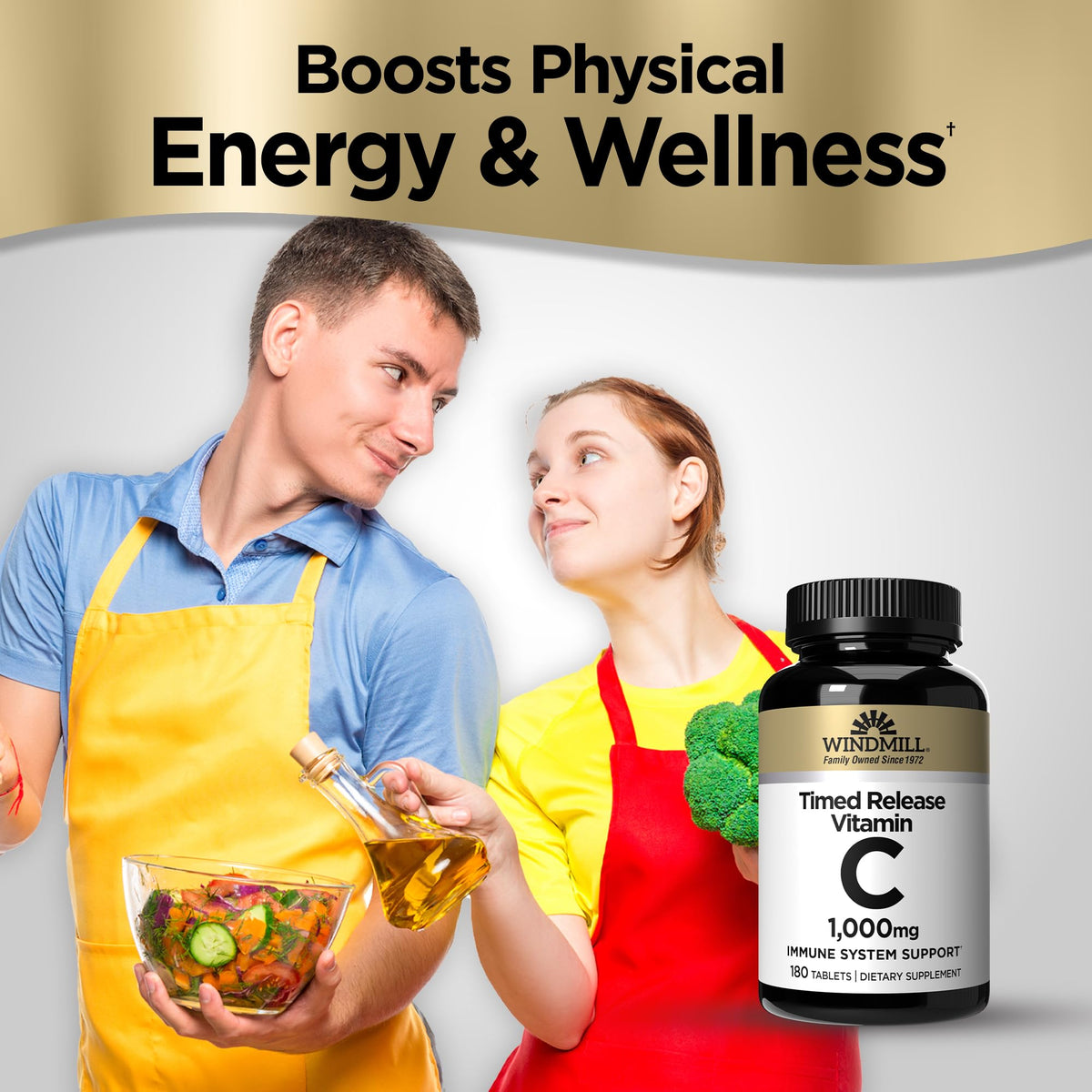 Windmill Vitamine C 1 000 mg comprimés sur une table