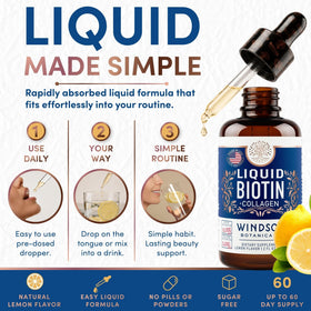 WINDSOR BOTANICALS Biotine Liquide 10 000 mcg flacon avec pipette