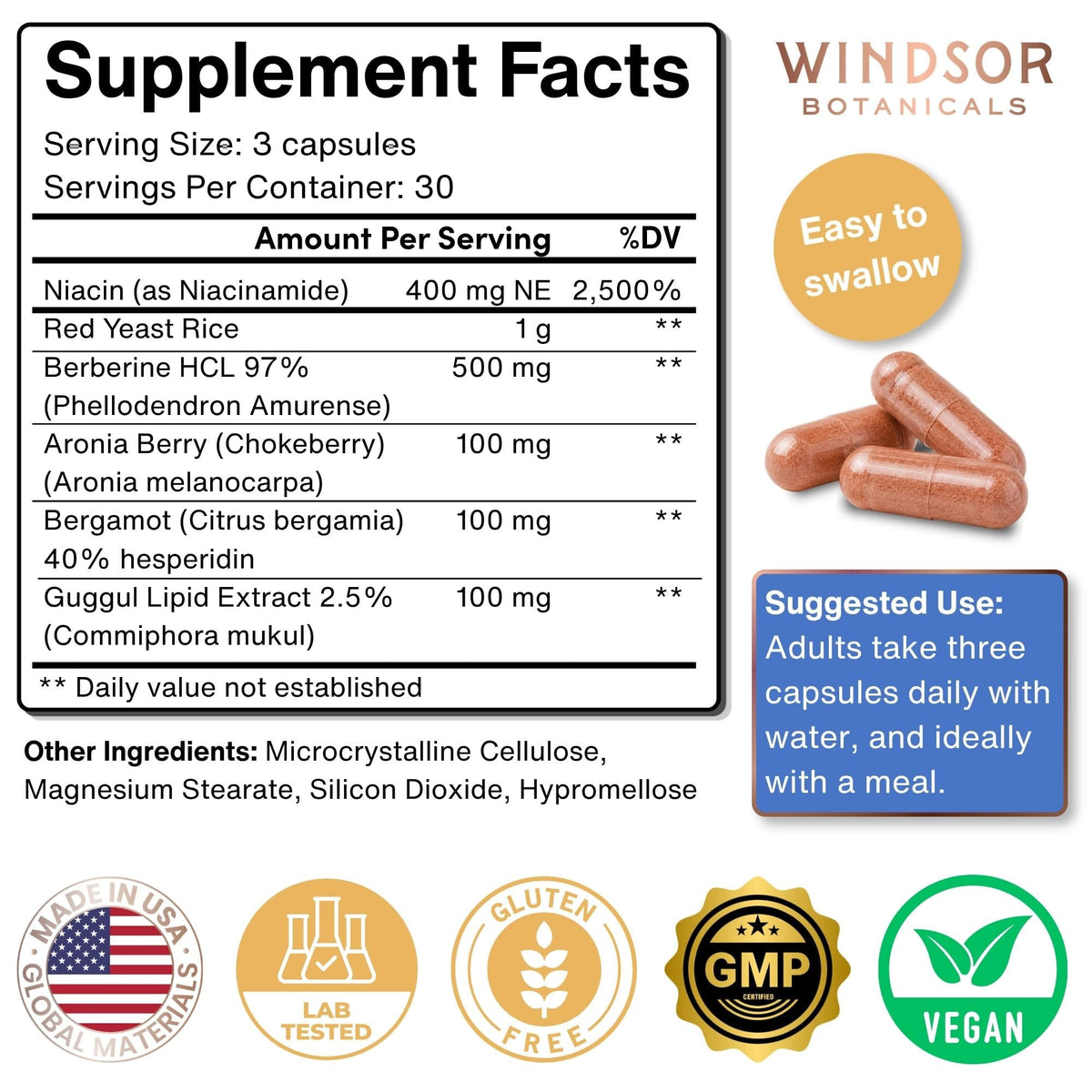 WINDSOR BOTANICALS Compléments Alimentaires Cholestérol avec ingrédients naturels