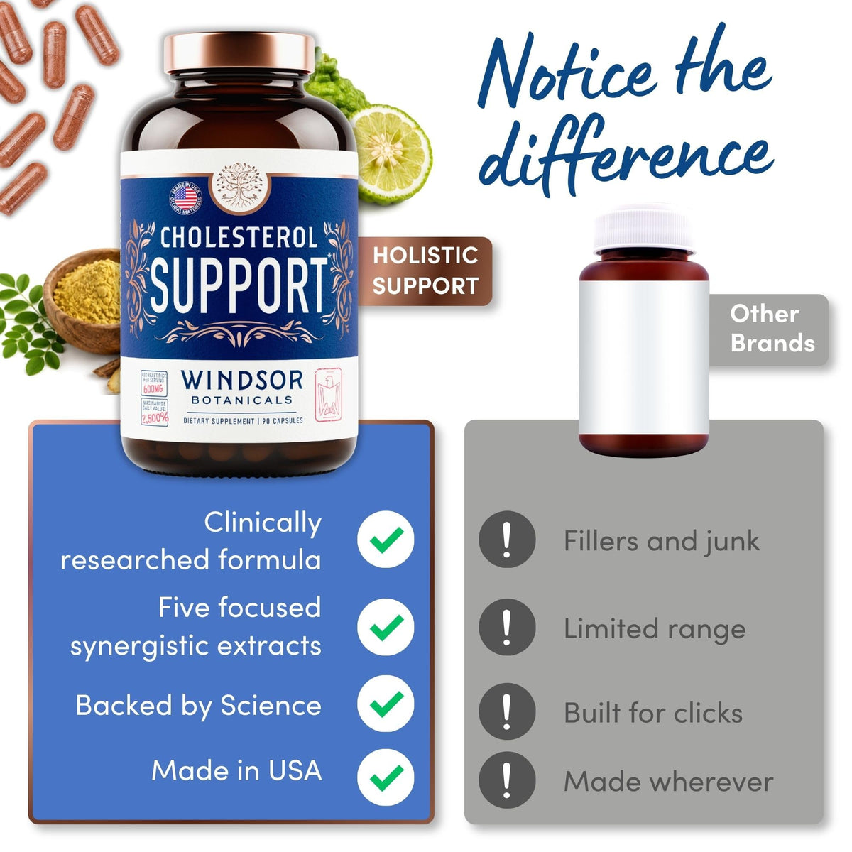 WINDSOR BOTANICALS Compléments Alimentaires Cholestérol et son emballage