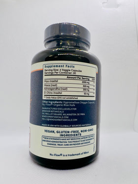 WINDSOR BOTANICALS Myo-Inositol & D-Chiro Inositol on a kitchen table