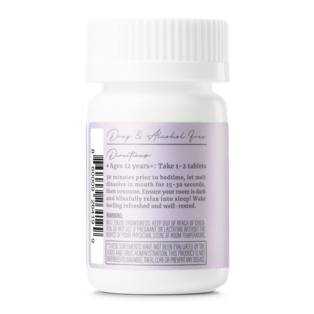 Wink Naturals 30 comprimés de mélatonine, vue de côté