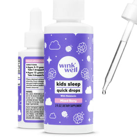 Wink Naturals Gouttes de Mélatonine Liquide pour Enfants 1mg devant l'étiquette