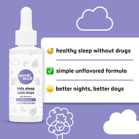 Wink Naturals Gouttes de Mélatonine Liquide pour Enfants 1mg étiquette