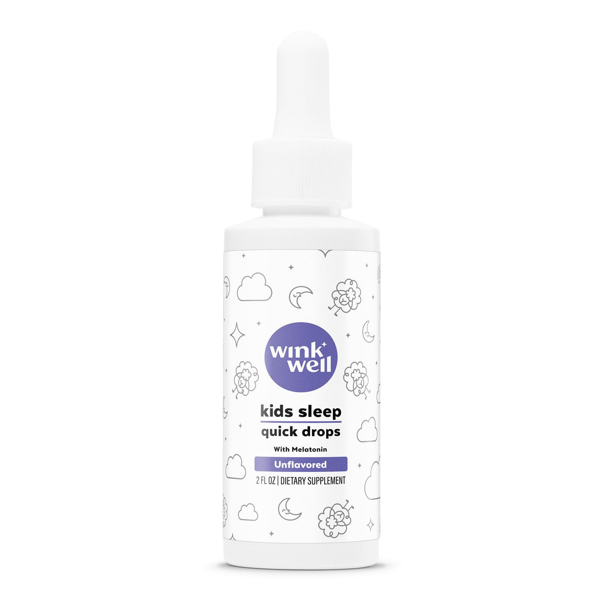 Wink Naturals Gouttes de Mélatonine Liquide pour Enfants 1mg étiquette des ingrédients
