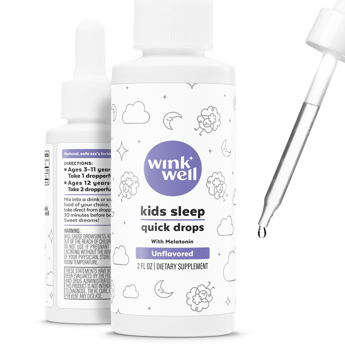 Wink Naturals Gouttes de Mélatonine Liquide pour Enfants 1mg flacon avant