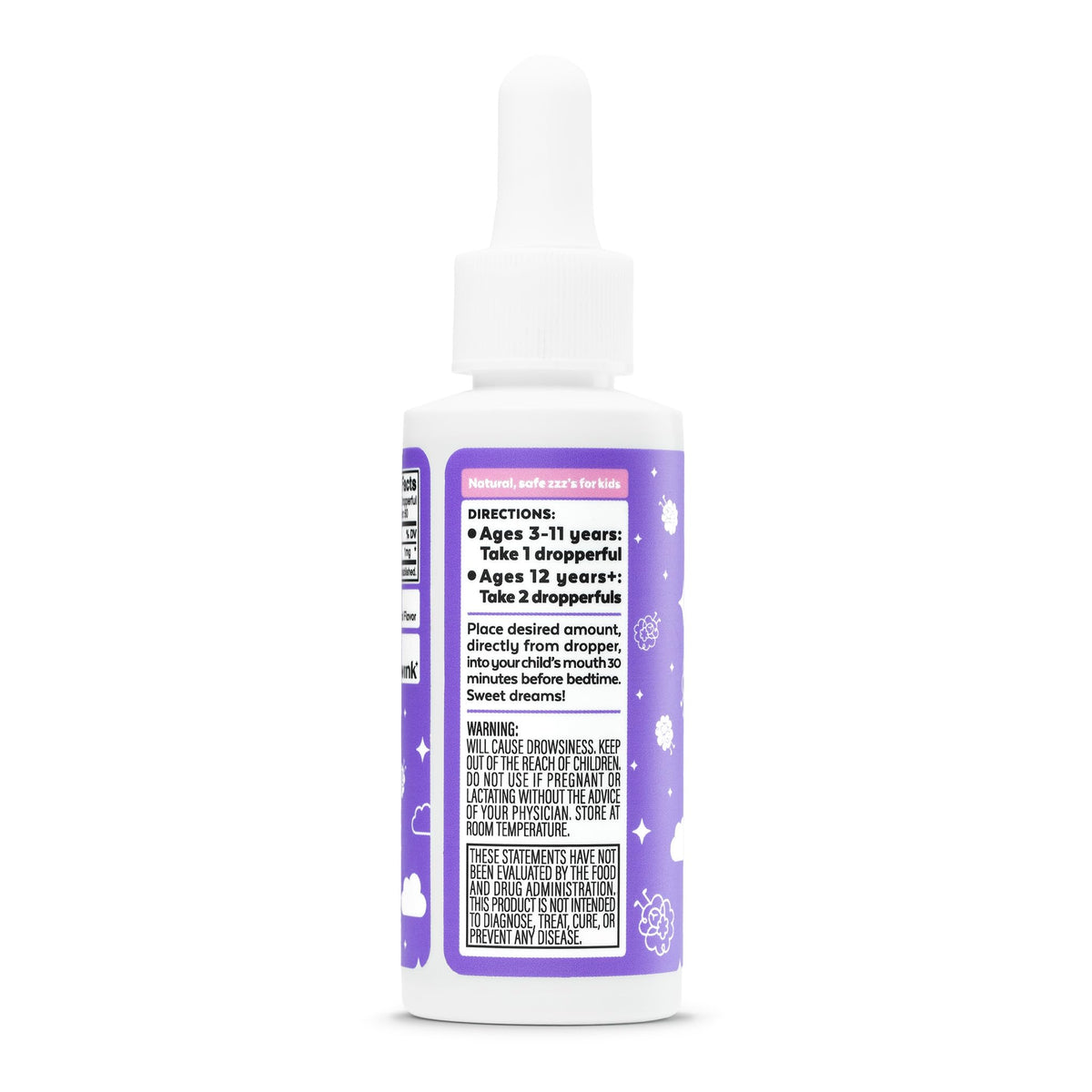 Wink Naturals Gouttes de Mélatonine sur une table avec un verre d'eau