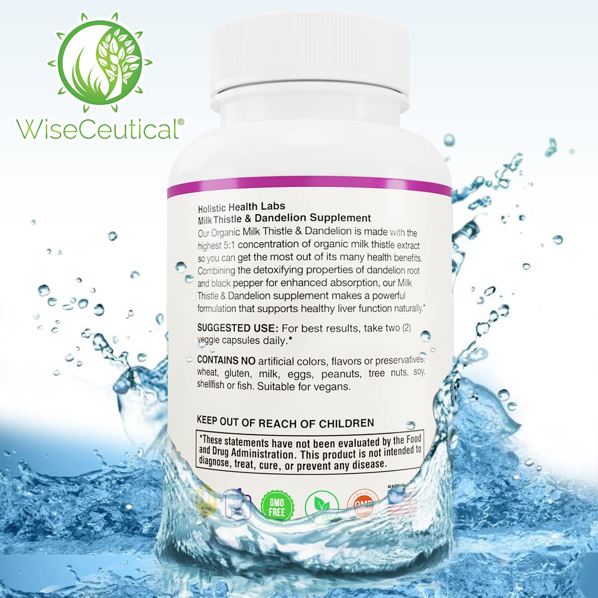 Wiseceutical chardon-marie sur fond naturel avec plantes