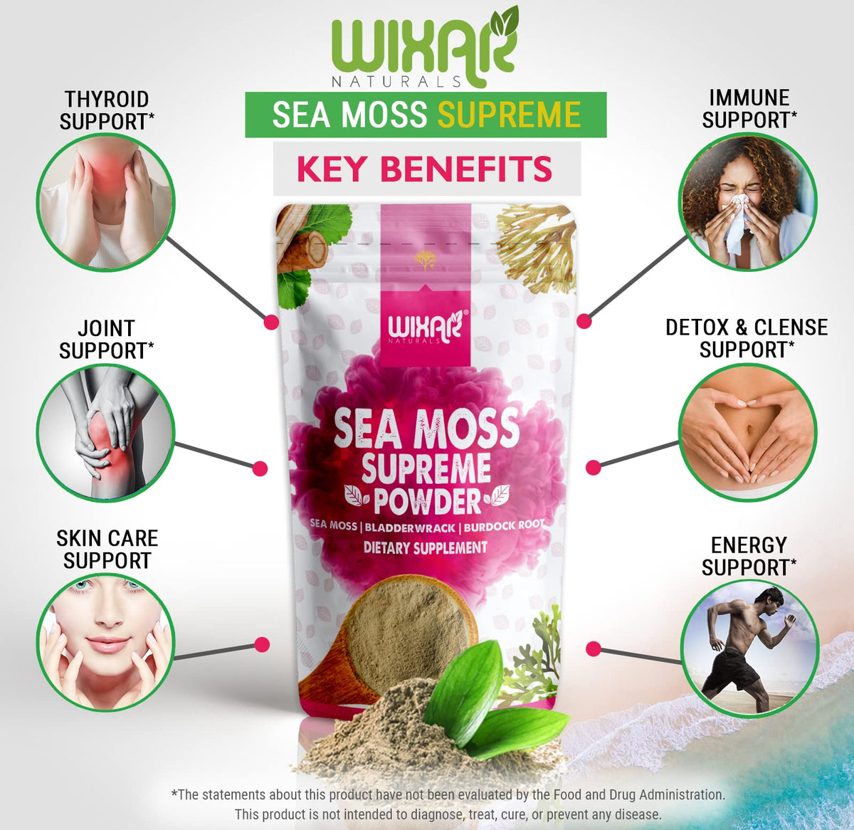 WIXAR NATURALS Poudre d'Irish Sea Moss 240g en utilisation dans un smoothie