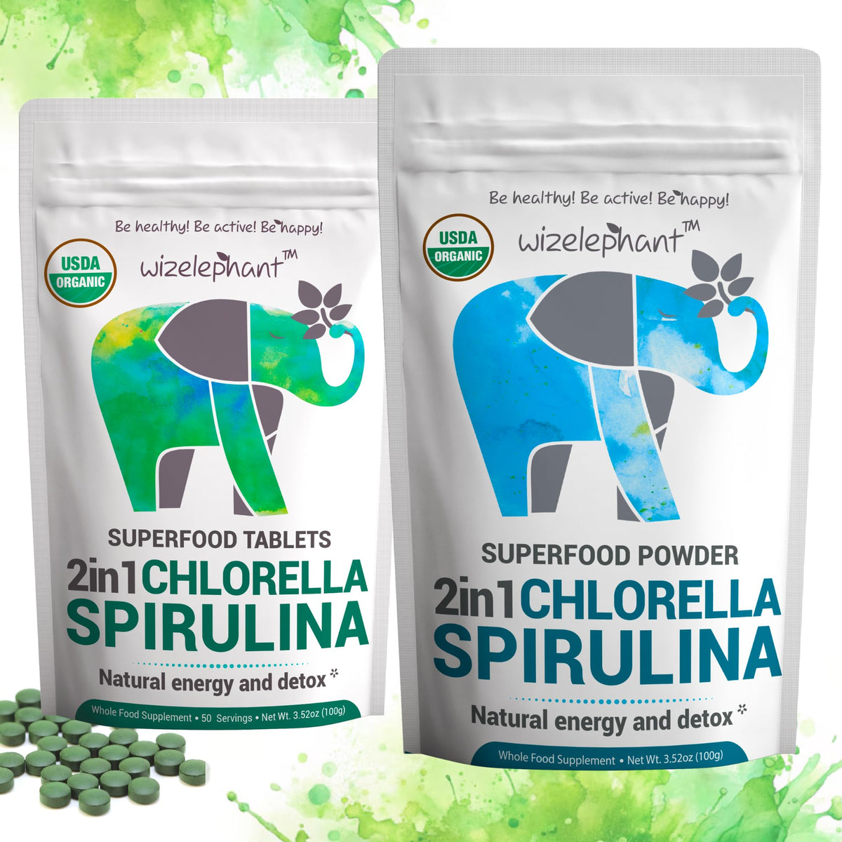 Wizelephant Tablettes de Spiruline et Chlorelle Bio - ingrédients