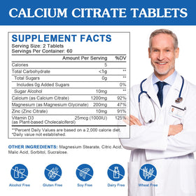 WOGORGT Calcium Citrate 1200mg comprimés côté