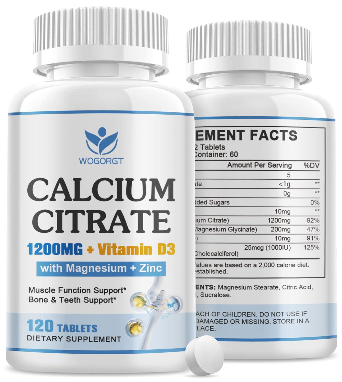 WOGORGT Calcium Citrate 1200mg comprimés vue avant