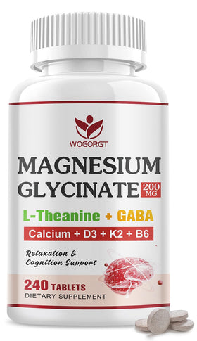 WOGORGT Glycinate de Magnésium 200mg, 240 comprimés, vue de face
