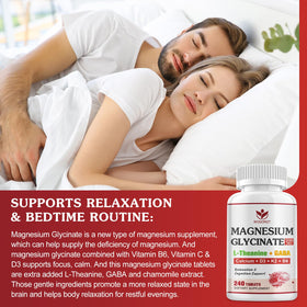 WOGORGT Glycinate de Magnésium 200mg, vue de côté de l'emballage