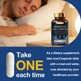 WOJJ Complexe Magnésium 12-en-1 700mg avec un fond naturel