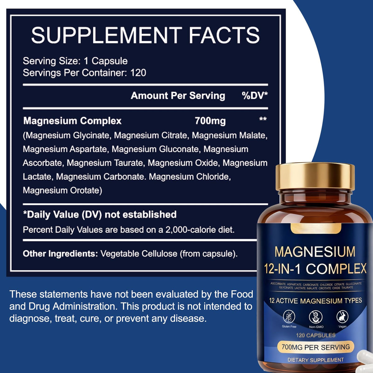 WOJJ Complexe Magnésium 12-en-1 700mg capsules arrière