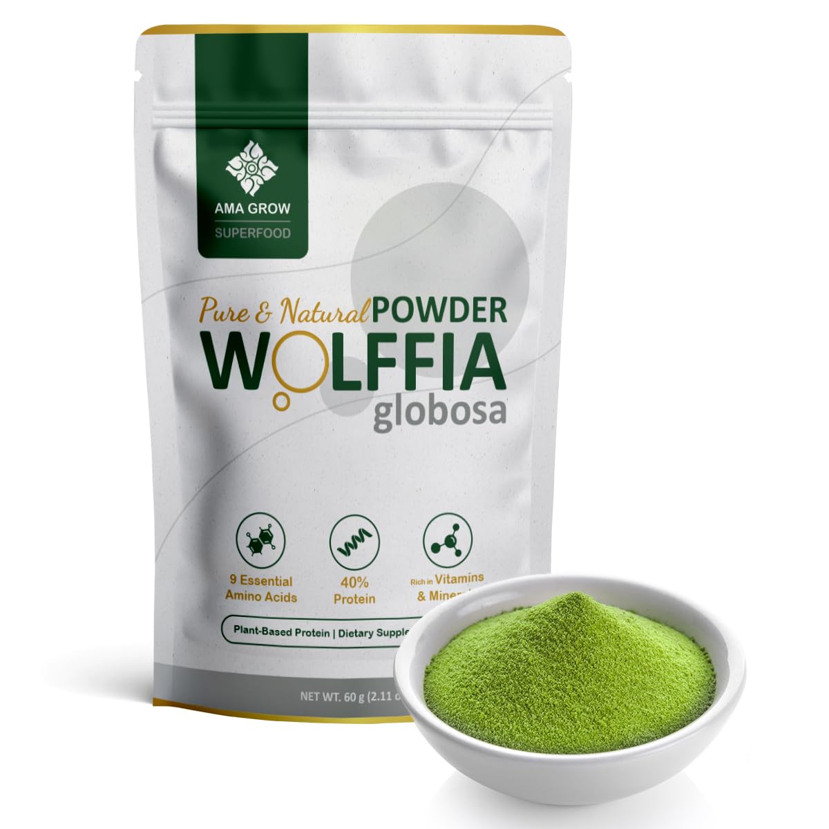 Wolffia globosa AMA GROW 60g vue de face