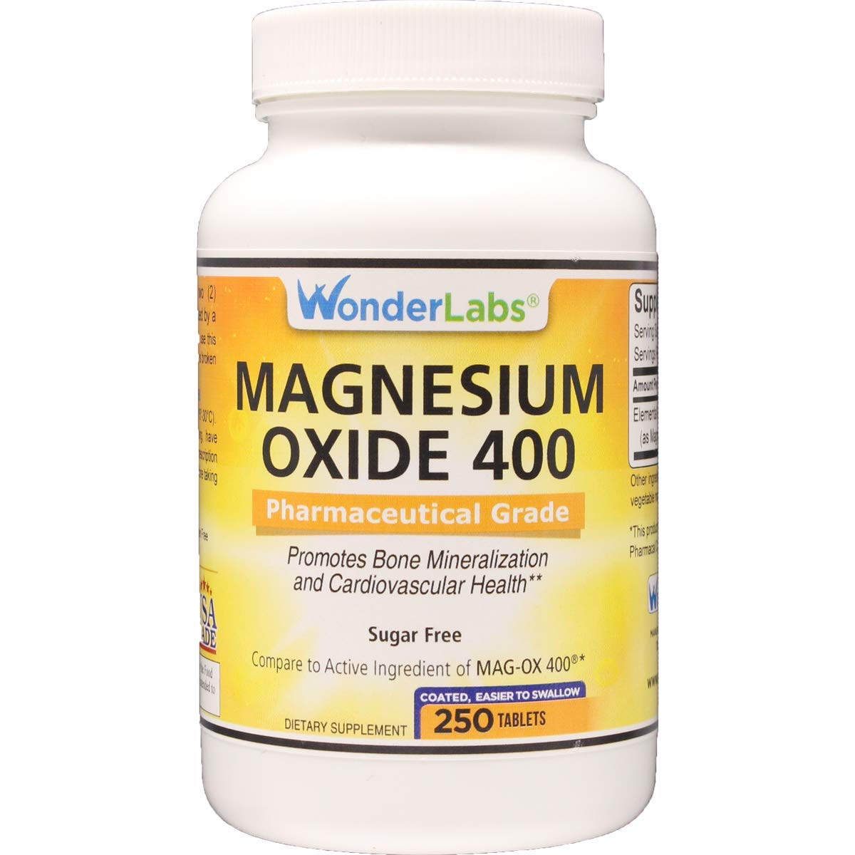 Wonder Laboratories Magnésium 400 mg 250 tablettes, vue de face