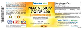 Wonder Laboratories Magnésium 400 mg, côté de la boîte