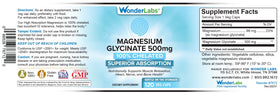 Wonder Laboratories Magnésium Glycinate 500mg sur un fond de table en bois