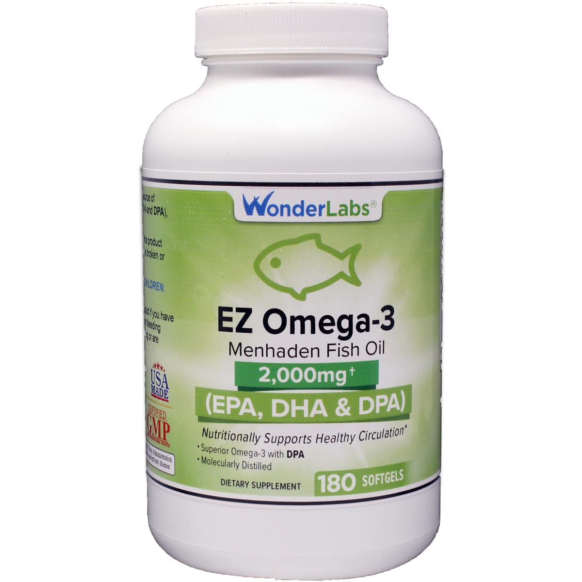 Wonder Laboratories Omega-3 Huile de Poisson 2000 mg 180 capsules vue avant