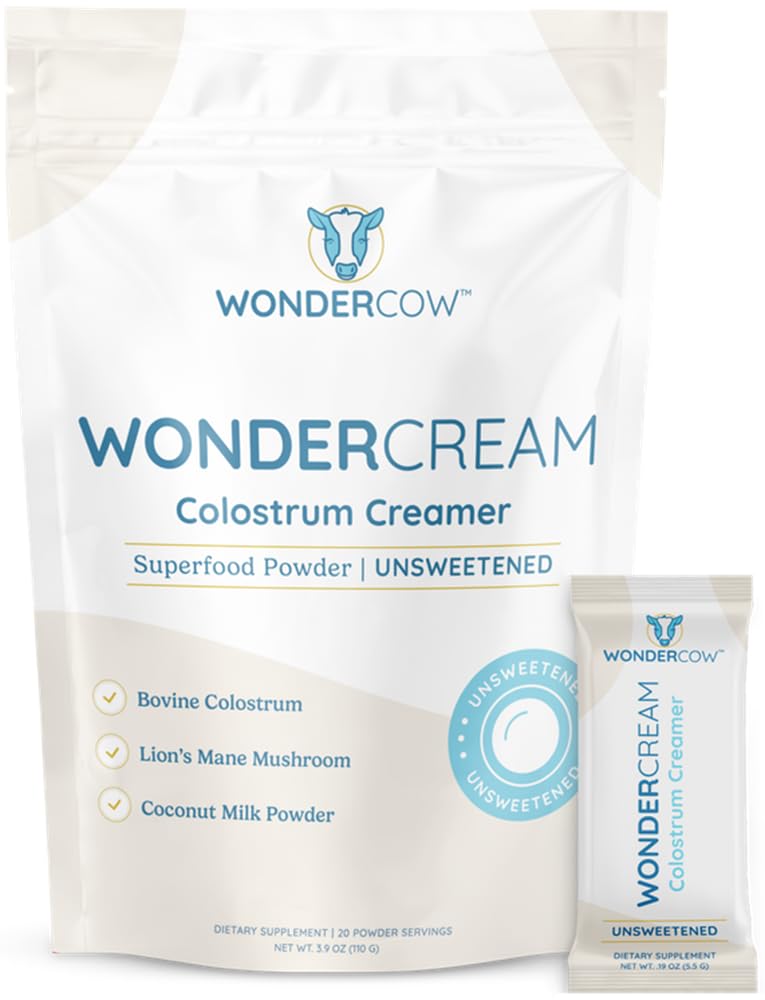 WONDERCOW Crème de café Superfood Colostrum Bovin 141g devant son emballage